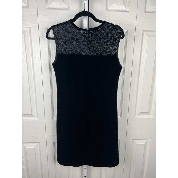 Jacqueline Ferrar Black Velvet Burnout Dress Womens 4 Sleeveless Cocktail Party - Picture 8 of 9